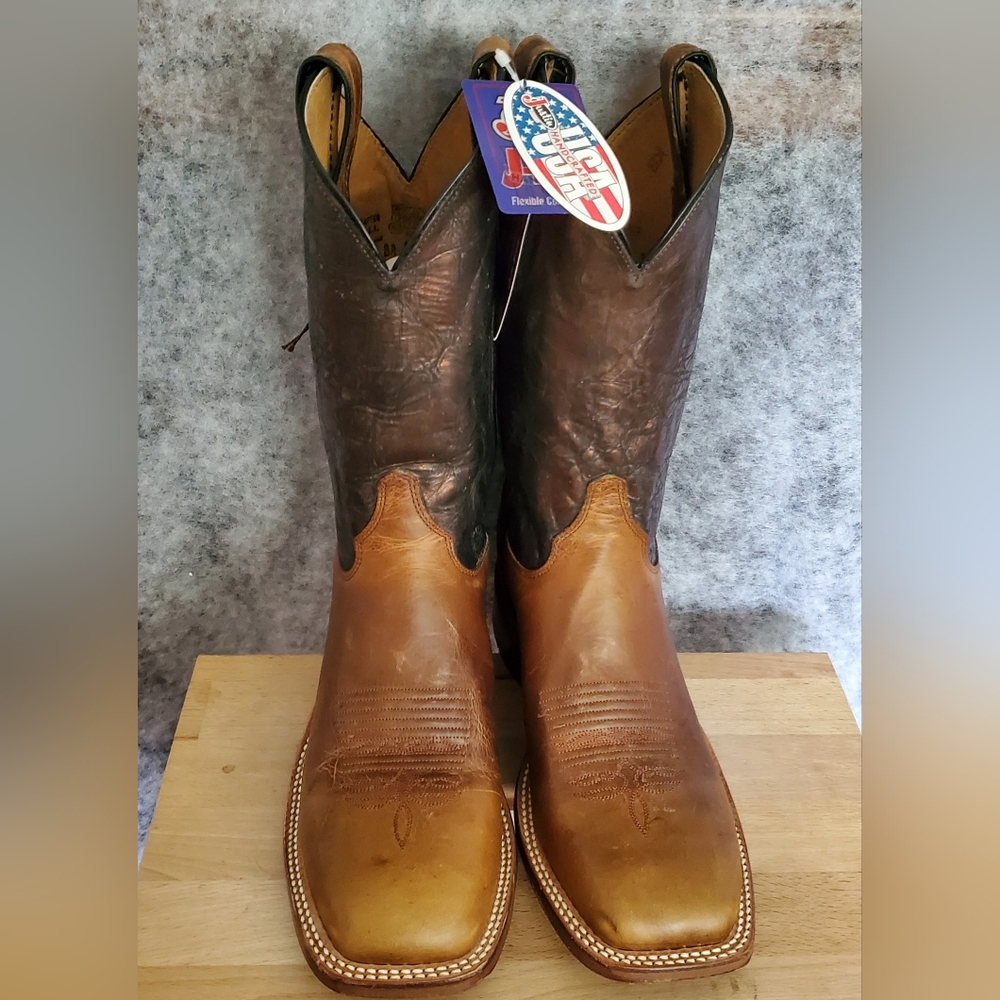 Men's COWBOY Boots - Justin Bent Rail Tan Cowhide